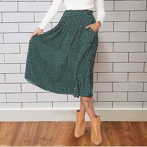NWT Polka Dot High Waisted Midi Skirt.